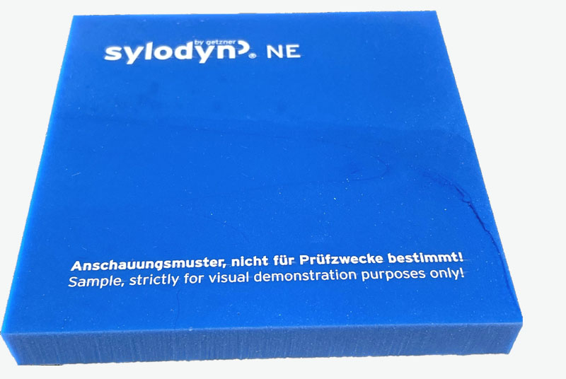 Sylodyn NE. Closed cell PU elastomer. Reference colour: Blue