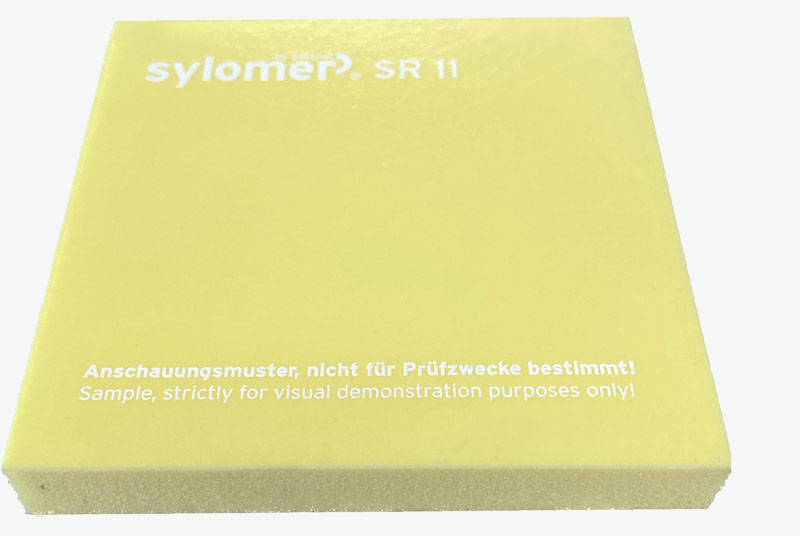 Sylomer SR11. Mixed cell PU elastomer. Reference colour: Yellow