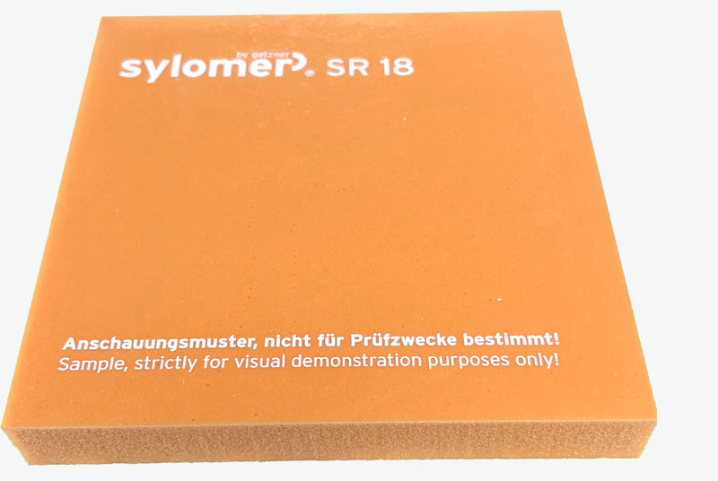 Sylomer SR18. Mixed cell PU elastomer. Reference colour: Orange