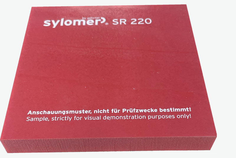 Sylomer SR220. Mixed cell PU elastomer. Reference colour: Red