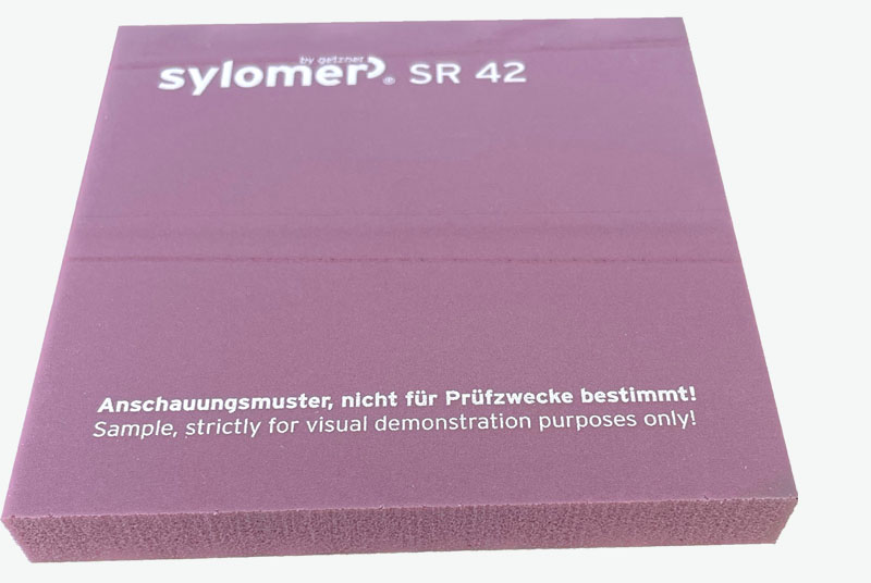 Sylomer SR42. Mixed cell PU elastomer. Reference colour: Pink