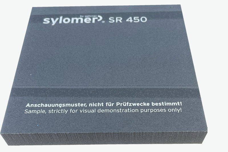 Sylomer SR450. Mixed cell PU elastomer. Reference colour: Grey