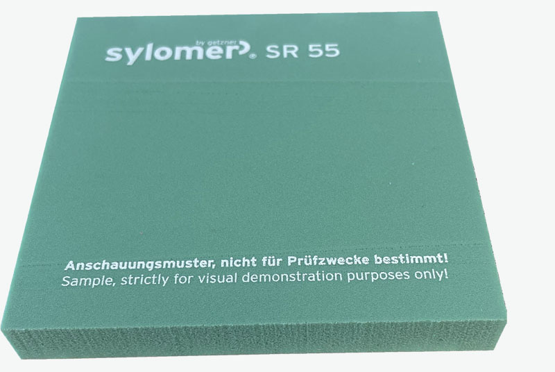 Sylomer SR55. Mixed cell PU elastomer. Reference colour: Green